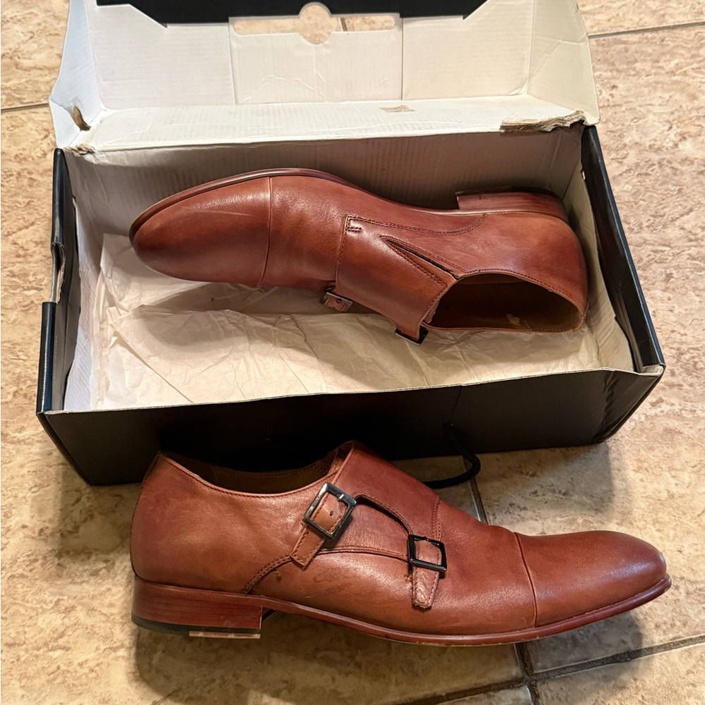 Aldo Tan Leather Double Monk Strap Shoes